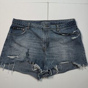 Wild Fable Shorts Womens 16 Medium Wash Blue Distressed Cutoff Denim Frayed Hem